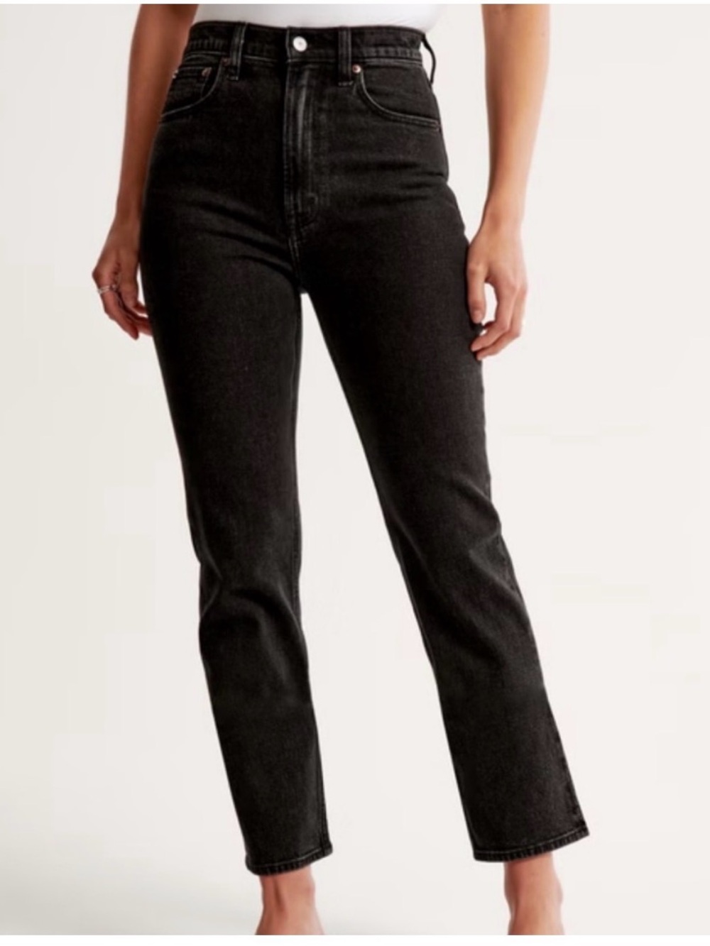 Abercrombie & Fitch High-Rise Straight Leg Jeans — Black Wash